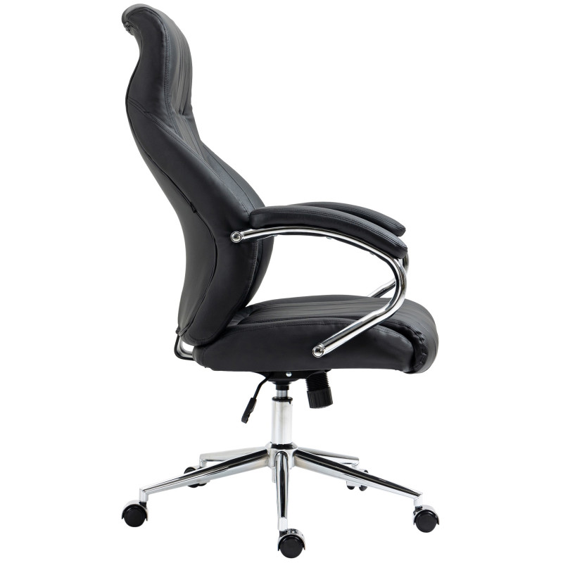 Chaise de bureau Wigan en cuir véritable noir