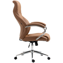 Chaise de bureau Wigan en cuir véritable marron clair