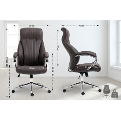 Chaise de bureau Wigan en cuir véritable brun