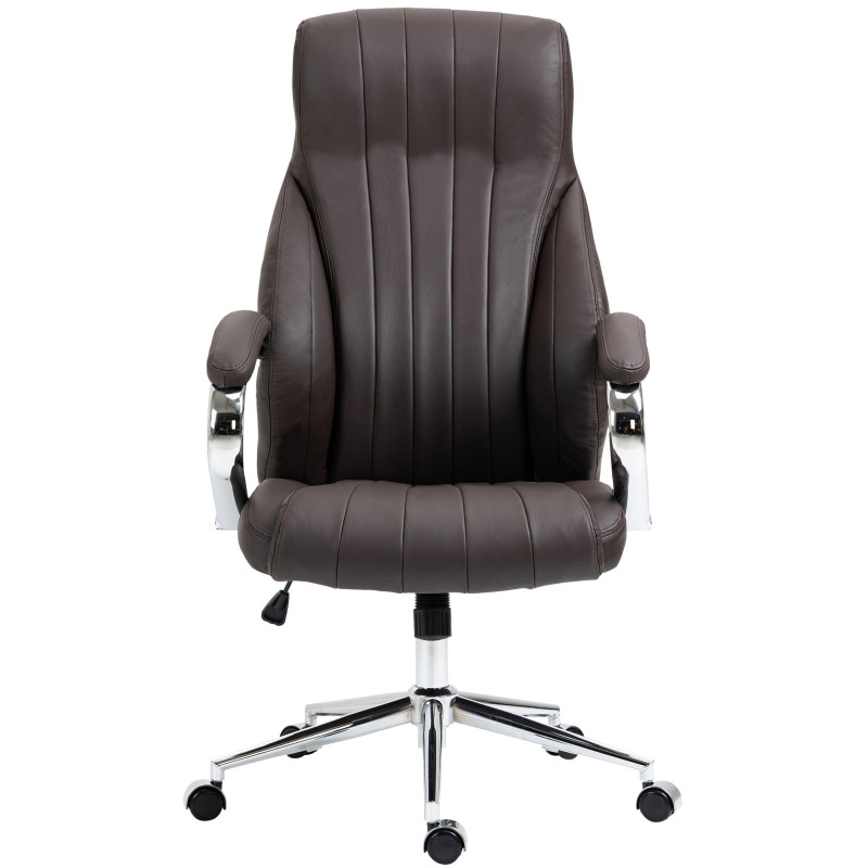 Chaise de bureau Wigan en cuir véritable brun