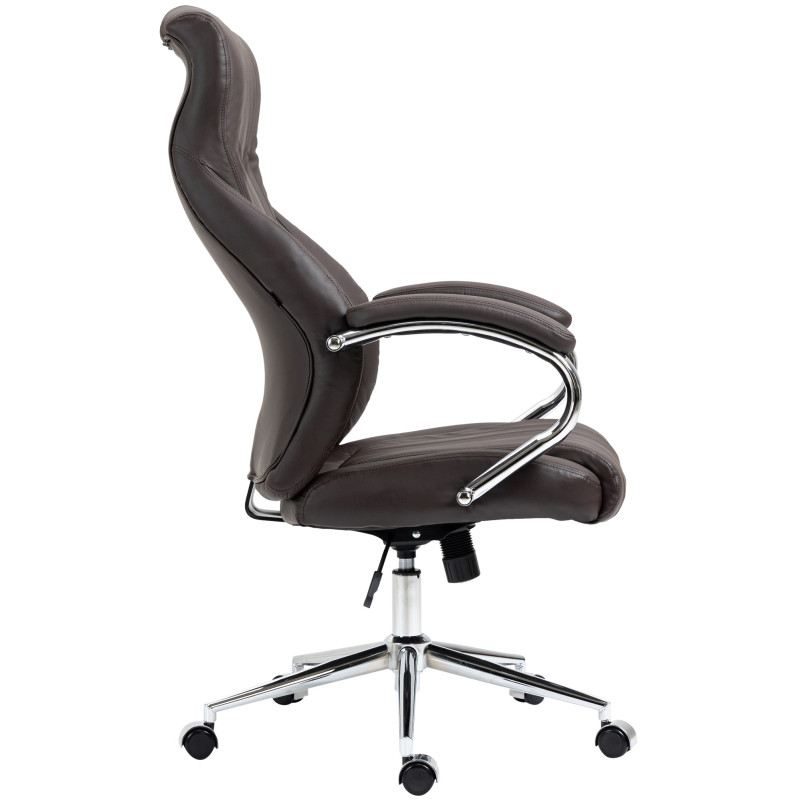 Chaise de bureau Wigan en cuir véritable brun