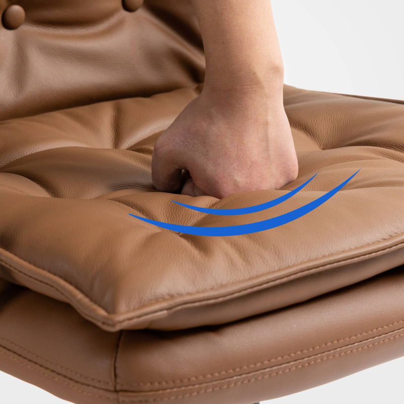 Chaise de bureau Sotira en cuir véritable marron clair