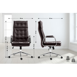 Chaise de bureau Sotira en cuir véritable brun