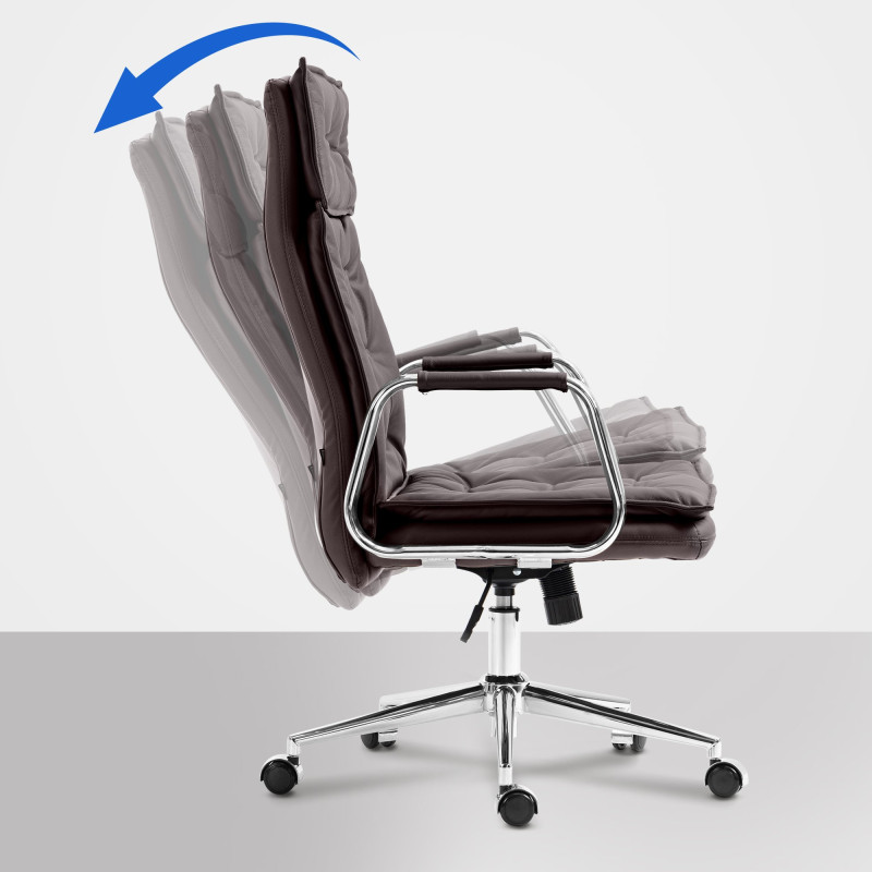 Chaise de bureau Sotira en cuir véritable brun