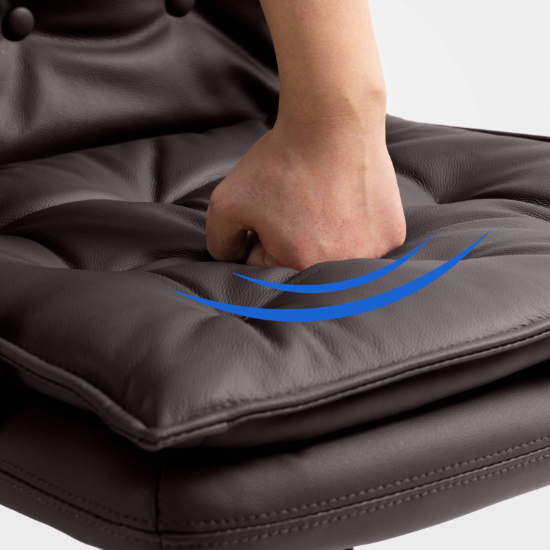 Chaise de bureau Sotira en cuir véritable brun