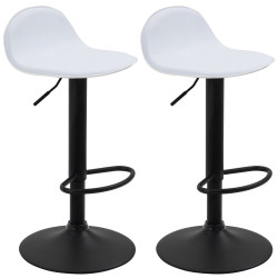 Ensemble de 2 tabourets de bar Lana V2 noir et blanc