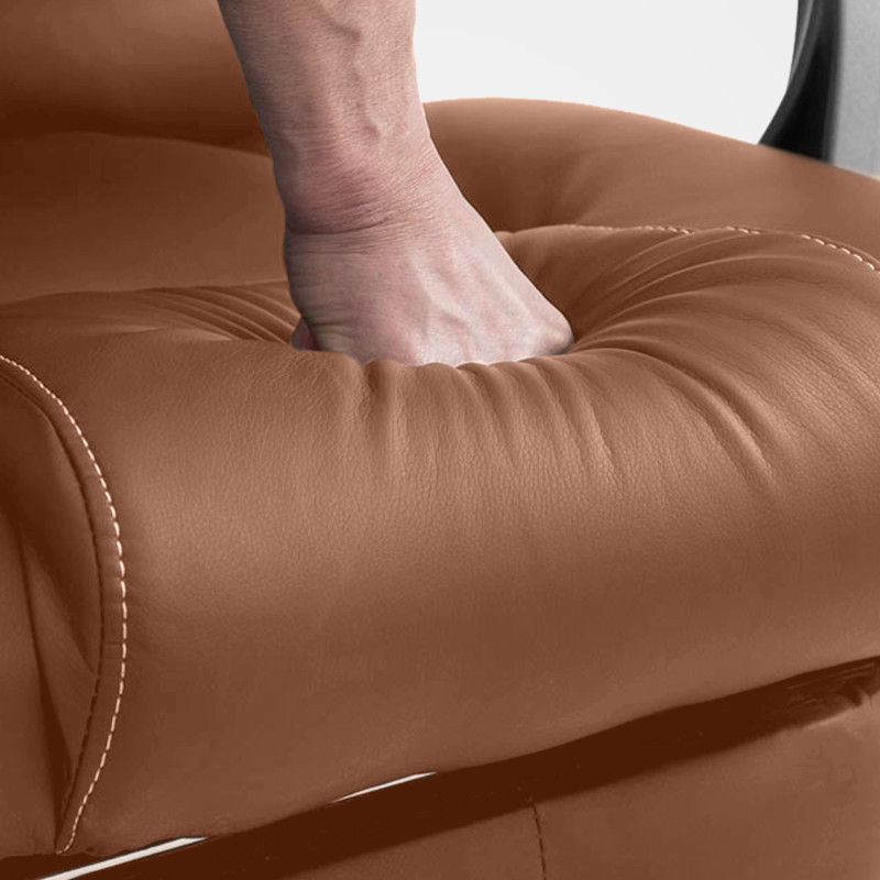 Chaise de bureau Pacific avec fonction massage V2 en cuir artificiel marron clair
