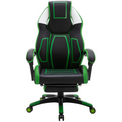 Chaise de bureau Clovis en cuir artificiel noir/vert