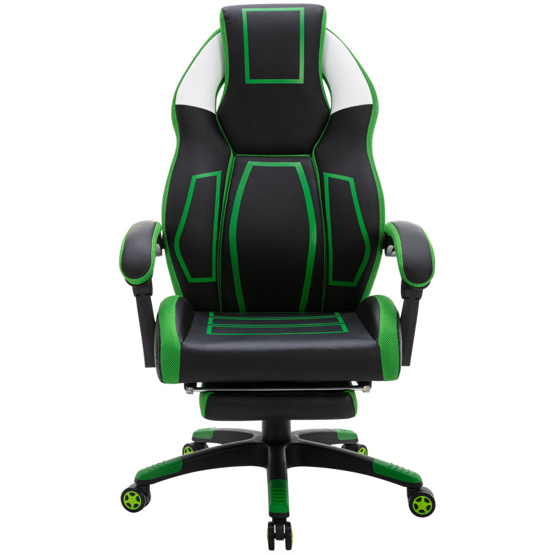 Chaise de bureau Clovis en cuir artificiel noir/vert
