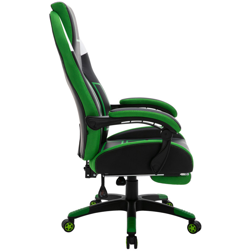 Chaise de bureau Clovis en cuir artificiel noir/vert