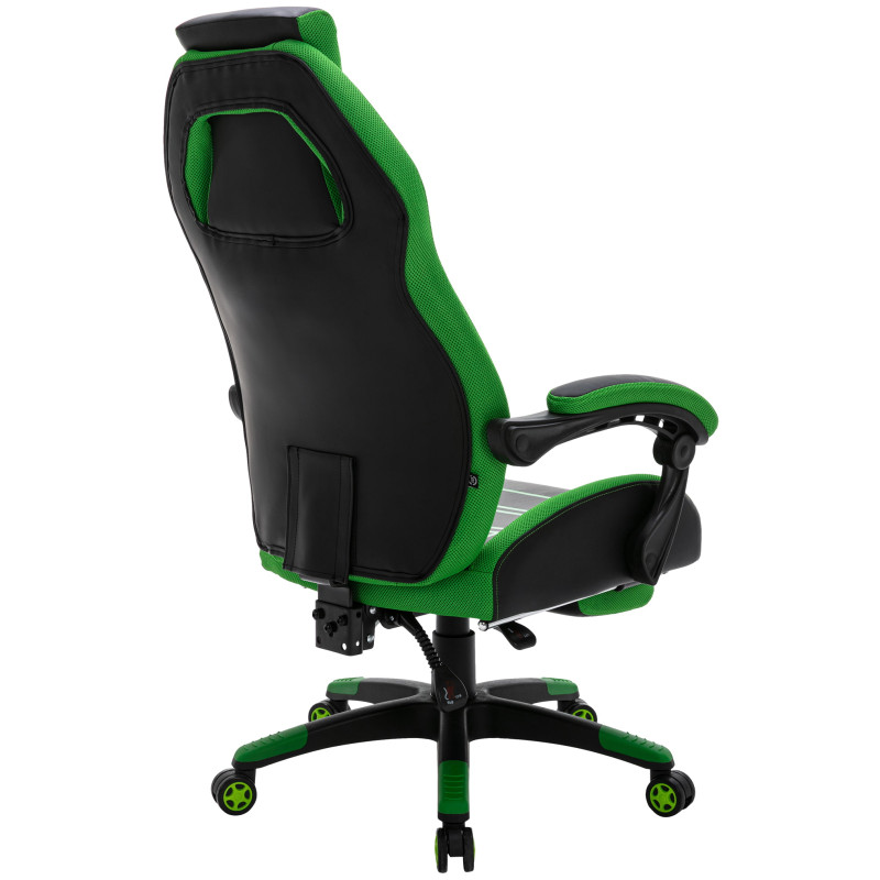 Chaise de bureau Clovis en cuir artificiel noir/vert