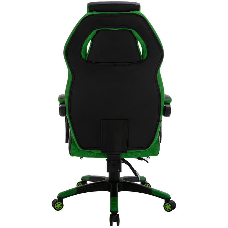 Chaise de bureau Clovis en cuir artificiel noir/vert