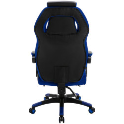 Chaise de bureau Clovis en cuir artificiel noir/bleu