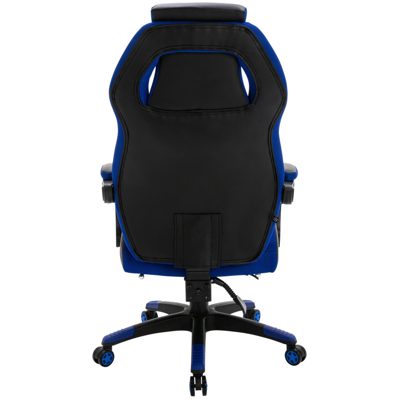 Chaise de bureau Clovis en cuir artificiel noir/bleu