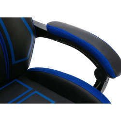 Chaise de bureau Clovis en cuir artificiel noir/bleu