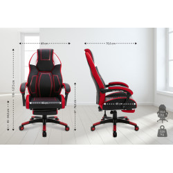 Chaise de bureau Clovis en cuir artificiel noir/rouge