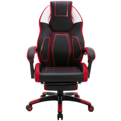 Chaise de bureau Clovis en cuir artificiel noir/rouge