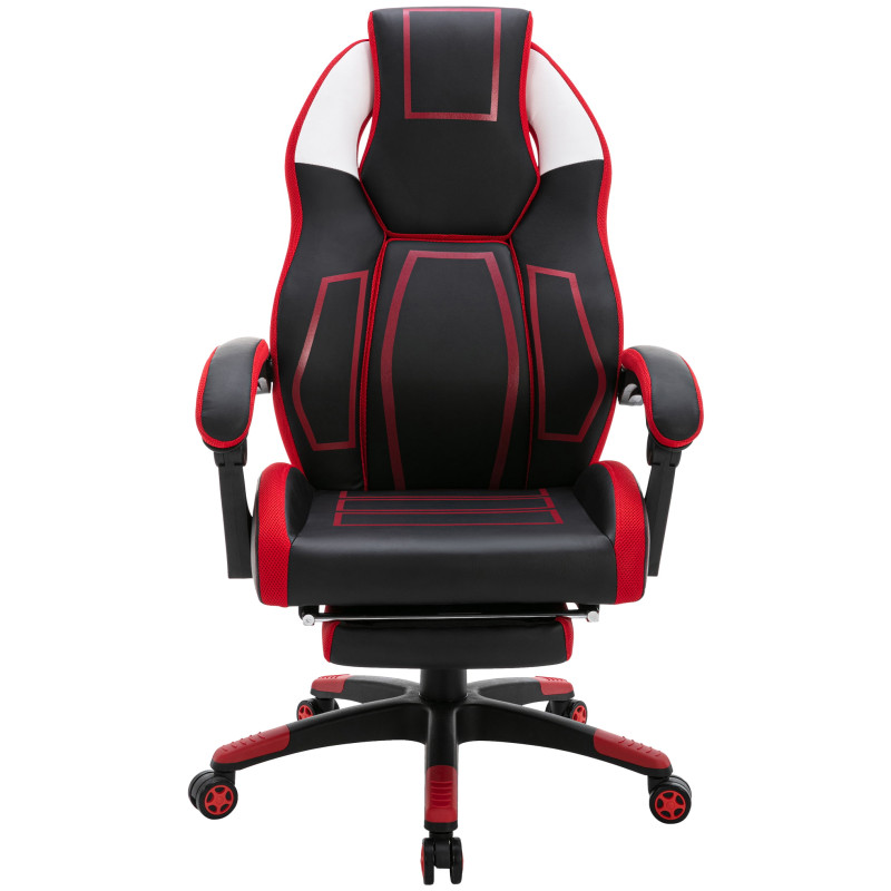 Chaise de bureau Clovis en cuir artificiel noir/rouge