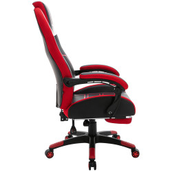 Chaise de bureau Clovis en cuir artificiel noir/rouge