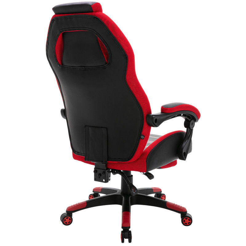 Chaise de bureau Clovis en cuir artificiel noir/rouge