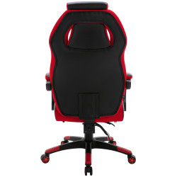 Chaise de bureau Clovis en cuir artificiel noir/rouge