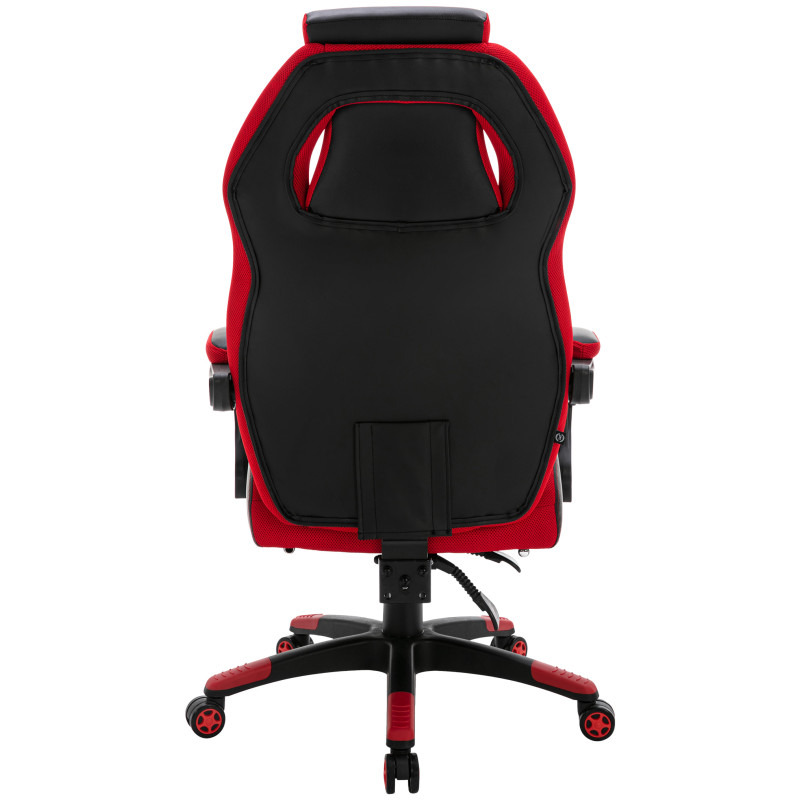 Chaise de bureau Clovis en cuir artificiel noir/rouge