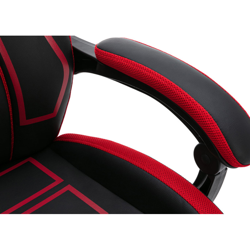 Chaise de bureau Clovis en cuir artificiel noir/rouge