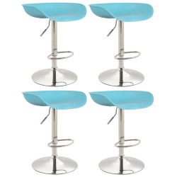 Set di 4 sgabelli da bar Anaheim, plastica, cromati, blu