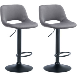 Lot de 2 tabourets de bar en velours Camden noir et gris foncé
