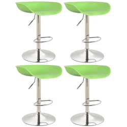 Ensemble de 4 tabourets de bar Anaheim, en plastique, vert chromé