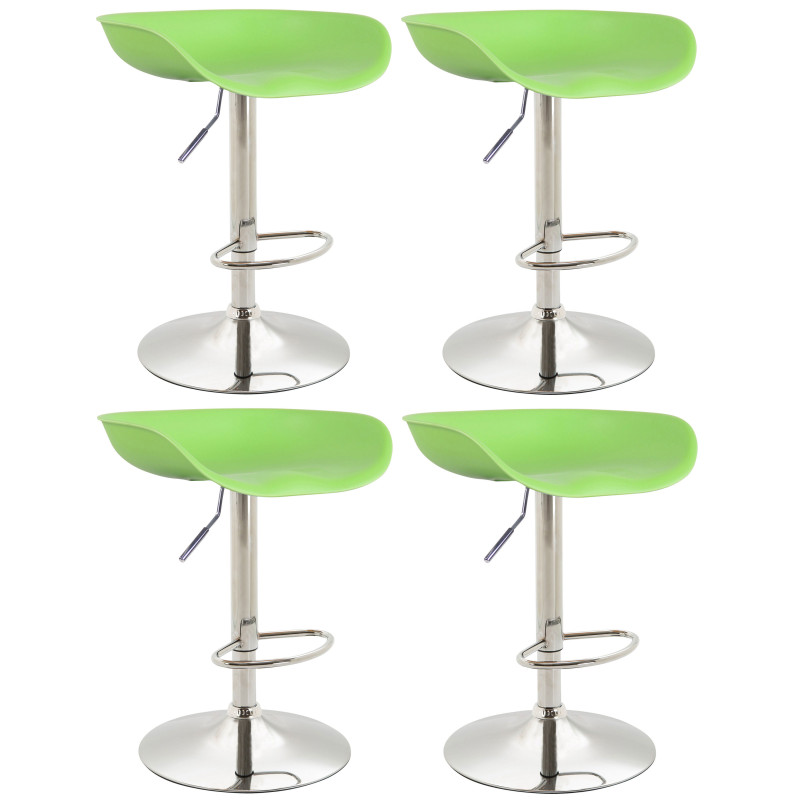 Set di 4 sgabelli da bar Anaheim, plastica, verde cromo