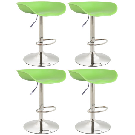 Set di 4 sgabelli da bar Anaheim, plastica, verde cromo