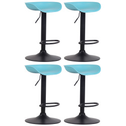 Conjunto de 4 banquetas Anaheim, de plástico, pretas e azuis.