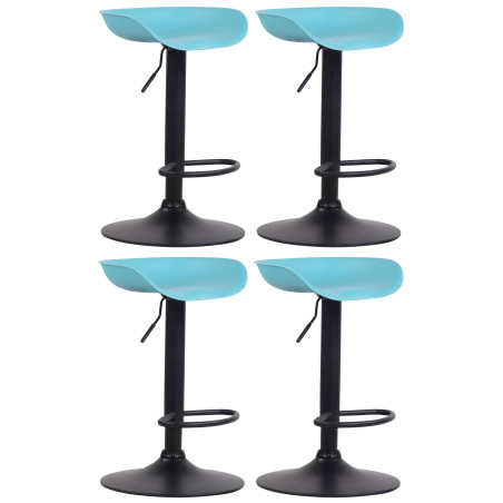 Ensemble de 4 tabourets de bar Anaheim, en plastique, noirs et bleus