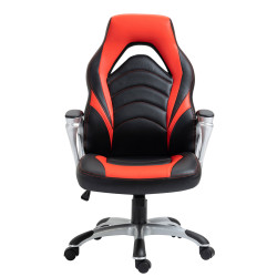 Chaise de bureau Foxton en similicuir noir/rouge