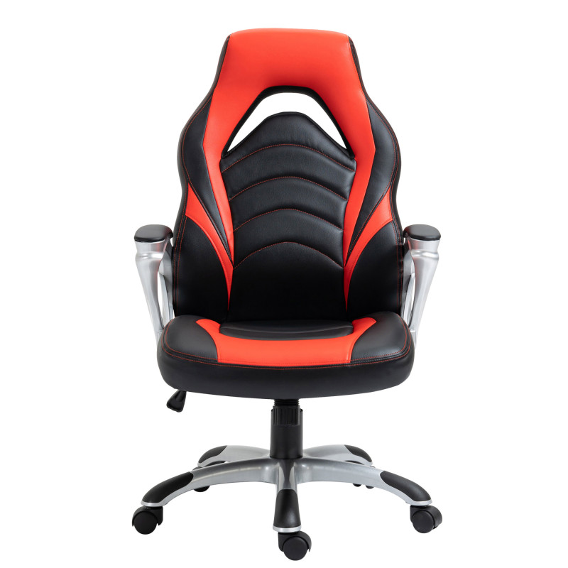 Chaise de bureau Foxton en similicuir noir/rouge