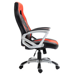 Chaise de bureau Foxton en similicuir noir/rouge