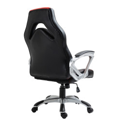Chaise de bureau Foxton en similicuir noir/rouge