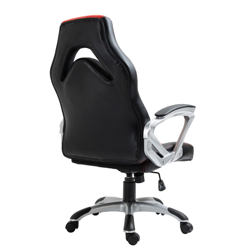 Chaise de bureau Foxton en similicuir noir/rouge