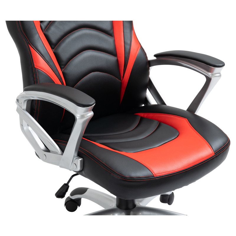 Chaise de bureau Foxton en similicuir noir/rouge