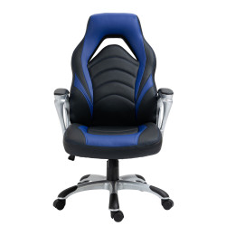 Chaise de bureau Foxton en similicuir noir/bleu