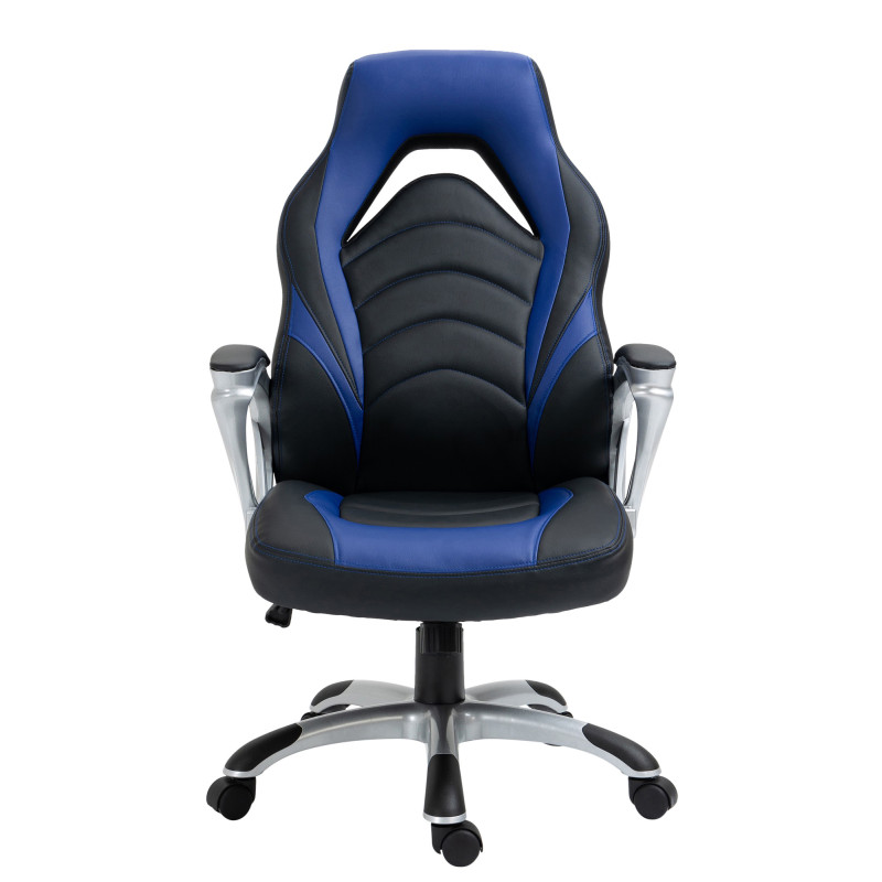 Chaise de bureau Foxton en similicuir noir/bleu
