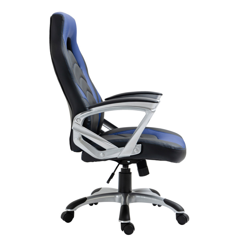 Chaise de bureau Foxton en similicuir noir/bleu