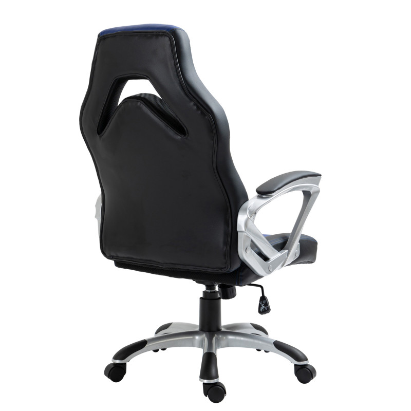 Chaise de bureau Foxton en similicuir noir/bleu