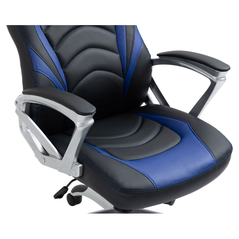 Chaise de bureau Foxton en similicuir noir/bleu