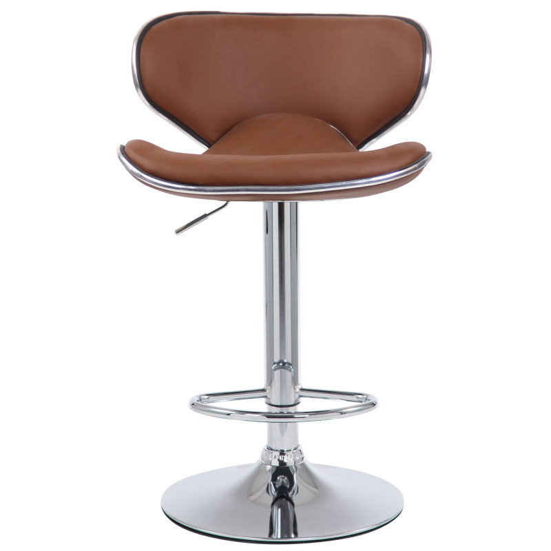 Juego de 2 taburetes de bar Las Vegas V2, imitación de cuero, cromados, marrón claro