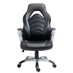 Chaise de bureau Foxton en similicuir noir/gris