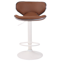 Ensemble de 2 tabourets de bar Las Vegas V2, similicuir, blanc/marron clair