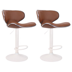 Set di 2 sgabelli da bar Las Vegas V2, similpelle, bianco/marrone chiaro