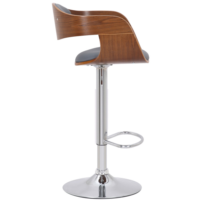 Ensemble de 2 tabourets de bar Kingston C, similicuir, noyer/gris